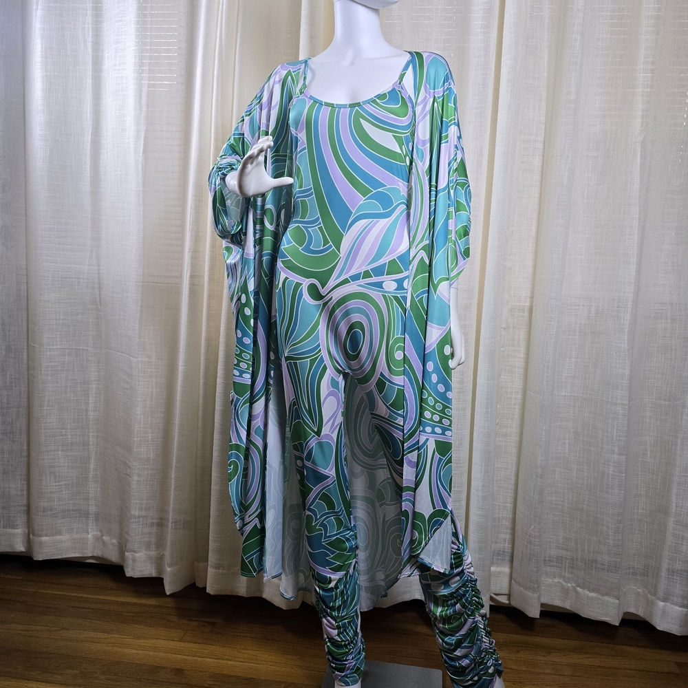 Stylish Green and Blue Patterned Jumpsuit